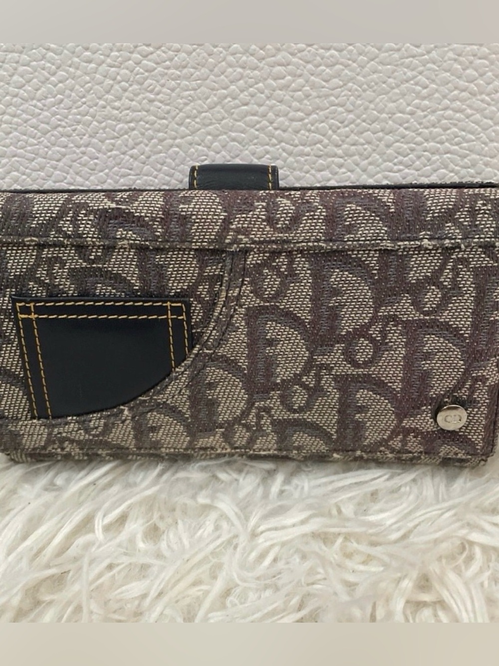 Dior Brown Monogram Fabric Clutch wallet stylish, and in excellent condition.